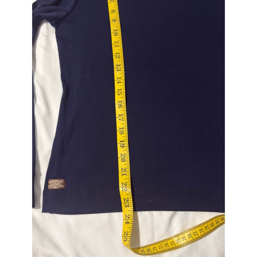 Lauren Ralph Lauren Top Womens XL Navy Blue Suede Patch Shoulder Zip - Picture 10 of 11